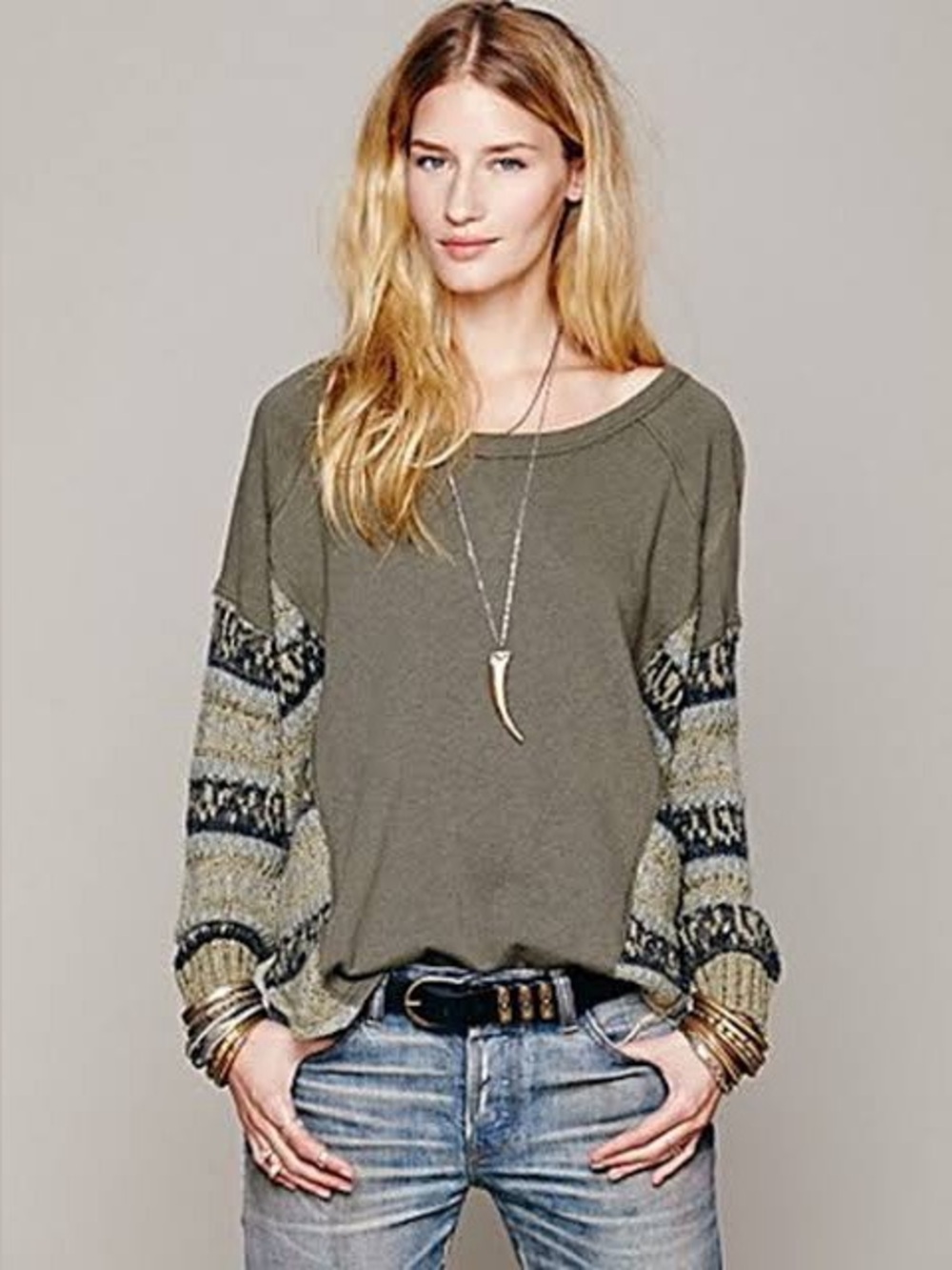 Free People Beautiful Sinner Green Sweater Sweatshirt